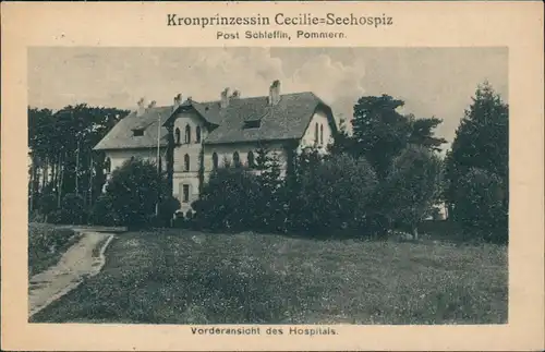 Schleffin Śliwin Kronprinzessin Seehospiz Pommern 1920  gel. Bahnpoststempel