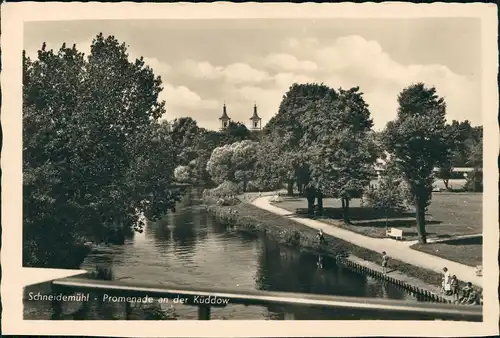 Postcard Schneidemühl Piła (miasto) Promenade an der Küddow 1936