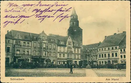 Postcard Schivelbein Świdwin Markt, Geschäfte - Pommern 1930