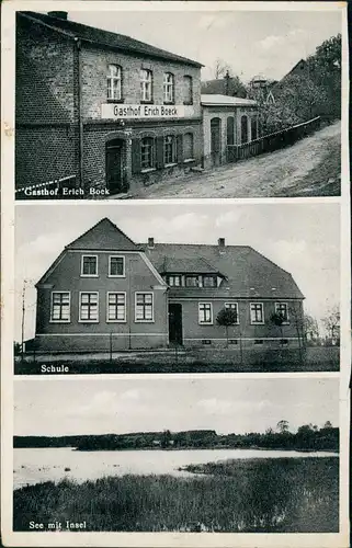 Postcard Stöwen Kr. Dramburg MB: Gasthof, Schule, See 1937
