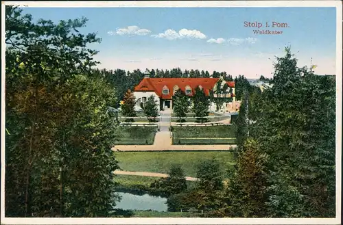 Postcard Stolp Słupsk Waldkater 1923