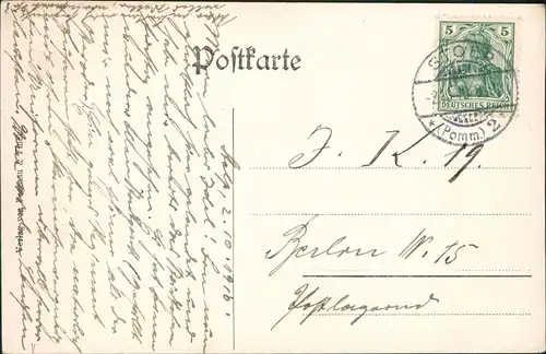 Postcard Stolp Słupsk Goldfischteich 1910