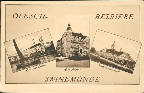 Swinemünde Świnoujście OLESCH- BETRIEBE Hotel Atlantic u.a. 1922