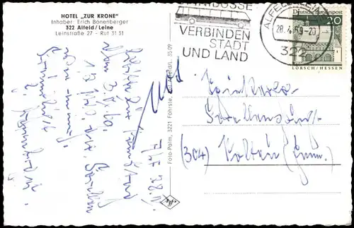 Ansichtskarte Alfeld (Leine) Hotel zur Krone - MB Leinstraße 27 1969