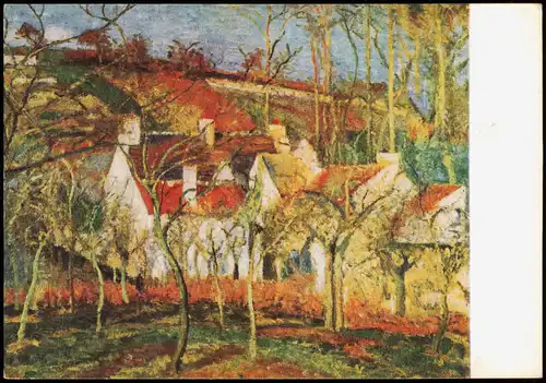 CAMILLE PISSARO Künstlerkarte Piros háztetők Rote Dächer Red roofs 1970