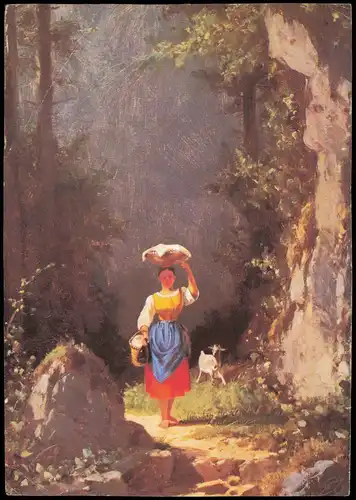 Carl Spitzweg (1808-1885): Mädchen mit Ziege (Künstlerkarte) 1971