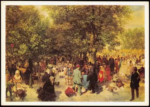 DDR Künstlerkarte ADOLF VON MENZEL Nachmittag im Tuileriengarten in Paris 1968