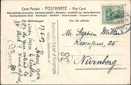 Postcard Stettin Szczecin Königsplatz, Restaurant u. Straßenbahn 1907