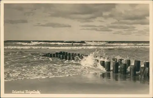 Postcard Stolpmünde Ustka Strandleben, Fotokarte Pommern 1937