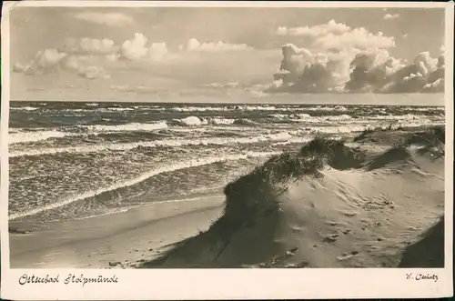 Postcard Stolpmünde Ustka Strand, Dünen - Stimmungsbild Pommern 1937