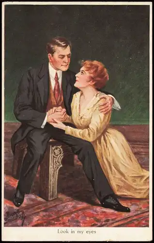 Ansichtskarte  Look in my eyes, Künstlerkarte (Art Postcard) 1920