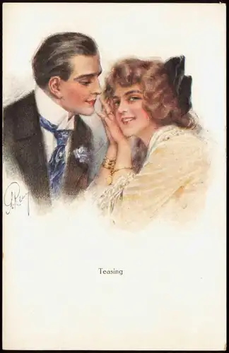 Ansichtskarte  Künstlerkarte (Art Postcard): Teasing, Paar & Romantik 1920