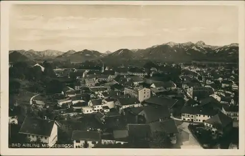 Ansichtskarte Bad Aibling Stadtpartie mit Gebirgskette 1929