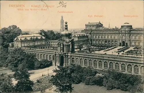 Ansichtskarte Innere Altstadt-Dresden Dresdner Zwinger, Fernheizkraftwerk 1907
