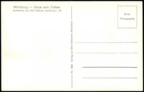 Ansichtskarte Würzburg Gebäude-Ansicht Haus zum Falken 1940