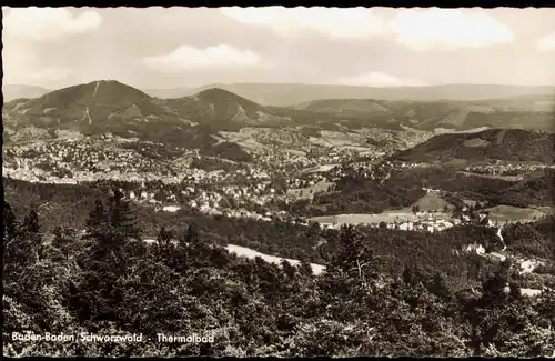 Ansichtskarte Baden-Baden Blick v. Turm Fremersberg auf den Merkur 1959