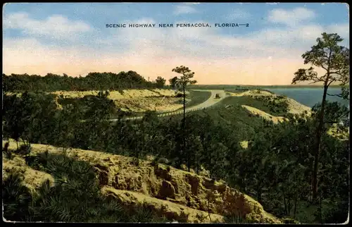 Postcard Pensacola Florida Scenic Highway 1915