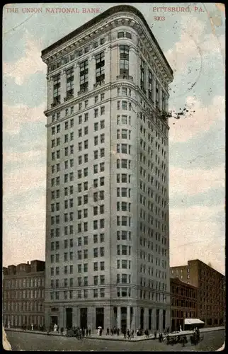 Postcard Pittsburgh THE UNION NATIONAL BANK Hochhaus USA 1912