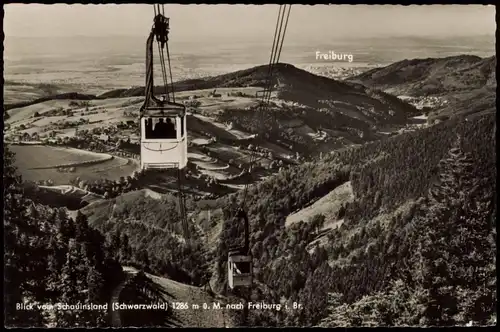 Ansichtskarte Freiburg im Breisgau Schauinsland, Seilbahn - Stadt 1952