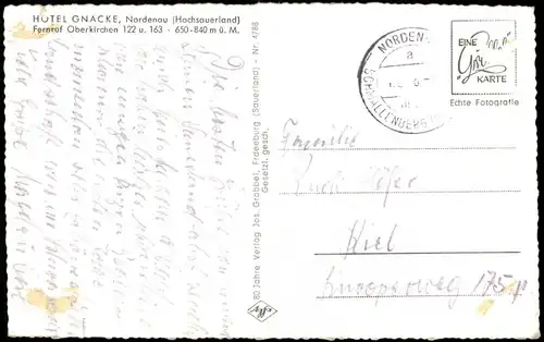 Ansichtskarte Nordenau-Schmallenberg Hotel Gnacke 1968