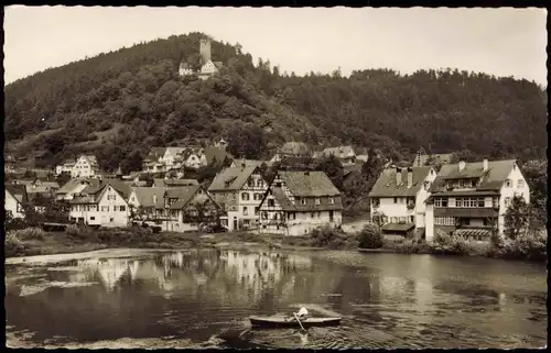 Ansichtskarte Bad Liebenzell Ruderer auf Teich, Stadt und Burg 1961
