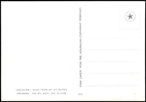 Jerusalem רושלים Panorama-Ansicht OLD CITY SEEN FROM MT. OF OLIVES 1970