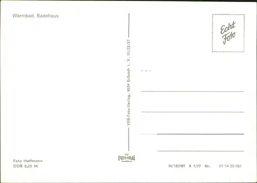 Ansichtskarte Warmbad-Wolkenstein Partie am Badehaus zur DDR-Zeit 1977