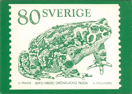 .Schweden Sverige Schweden Allgemein: Frosch auf Briefmarken Motivkarte 1979