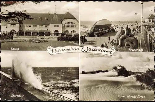 Ansichtskarte Westerland-Sylt Promenade Sturmflut In den Wanderdünen 1963