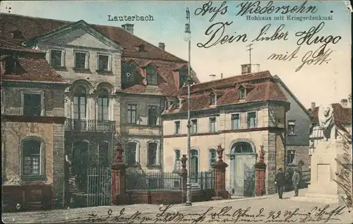 Ansichtskarte Lauterbach (Hessen) Hohaus mit Kriegerdenkmal 1915