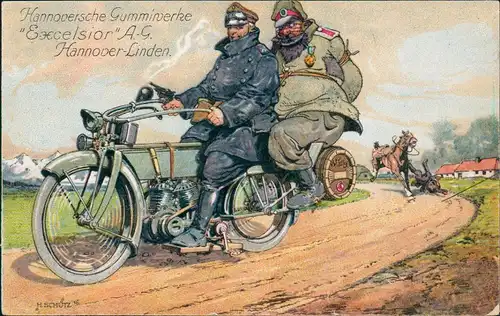 Linden-Hannover Excelsior A.-G. Hannoversche GummiWerke Werbe AK 1917