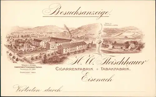 Ansichtskarte Eisenach Cigarrenfabrik u. Tabakfabrik FLEISCHHAUER 1908