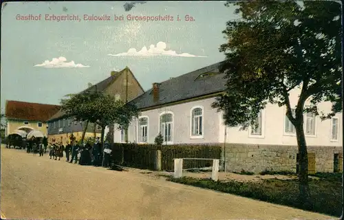 Eulowitz-Großpostwitz Budestecy Gasthof Erbgericht, Straße - Oberlausitz 1913