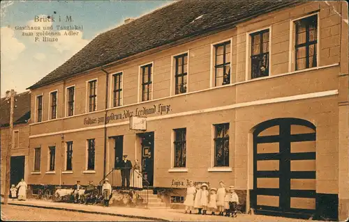 Ansichtskarte Brück Mark Fläming Gasthaus zum goldenen Adler 1922