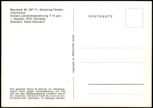 Verkehr & Eisenbahn  Dampflokomotive   (925-10) Güterzug-Tenderlokomotive 1970