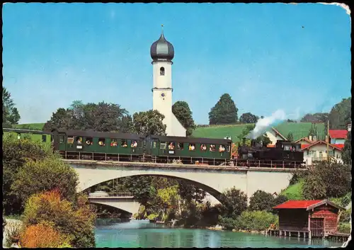 Historischer Dampfzug Schaftlach-Tegernsee  Mangfallbrücke in Gmund 1980