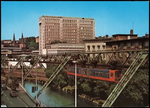 Wuppertal Schwebebahn am Glanzstoff-Hochhaus WUPPERTAL-ELBERFELD 1970