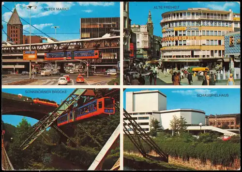 Ansichtskarte Wuppertal Mehrbild-AK mit Schwebebahn und Ortsansichten 1975