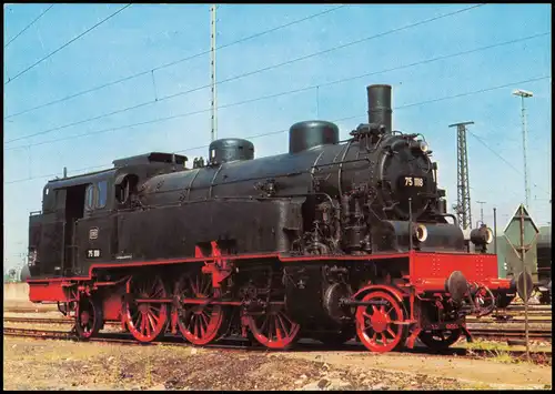 Verkehr Eisenbahn Zug Motiv-AK Dampflokomotive Baureihe 75 Tenderlokomotive 1980