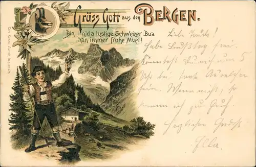Ansichtskarte Litho AK .Schweiz Schweiz Suisse Helvetia -Grüss Gott 1907