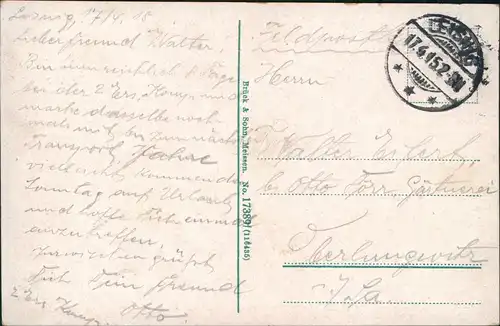 Ansichtskarte Leisnig Bismarckplatz und Bahnhofstrasse 1915  gel. Feldpost