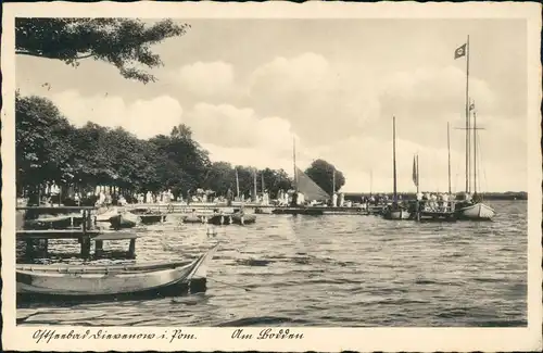 Postcard Berg Dievenow Dziwnów Bodden, Hafen - Segelboote Pommern 1938