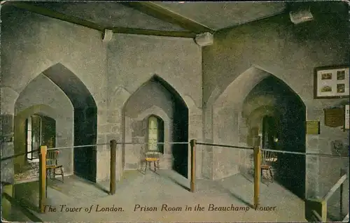 Postcard London Tower of London Prison Room in the Beauchamp Tower 1910