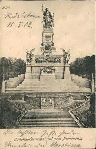Ansichtskarte Rüdesheim (Rhein) National-Denkmal / Niederwalddenkmal 1907