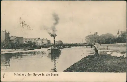 Spandau-Berlin Feldpostkarten 1. Weltkrieg Mündung der Spree in die Havel 1917