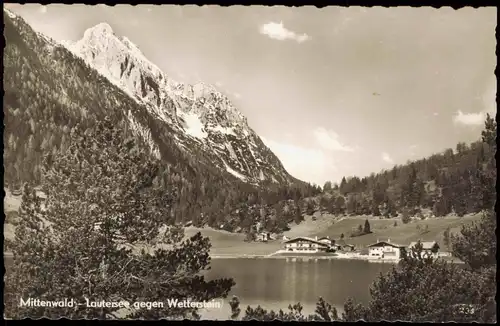Ansichtskarte Mittenwald Mittenwald Lautersee gegen Wetterstein 1958