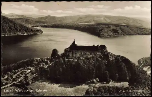 Waldeck (am Edersee) Schloß Waldeck am Edersee Orig. Fliegeraufnahme 1950