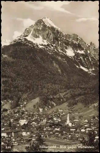 Ansichtskarte Mittenwald Panorama-Ansicht Blick gegen Wetterstein 1960