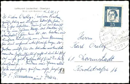 Lautenthal Panorama-Ansicht Lautenthal Oberharz Blick vom Bielstein 1965