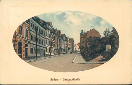 Ansichtskarte Nossen Bismarck Straße 1928 Passepartout